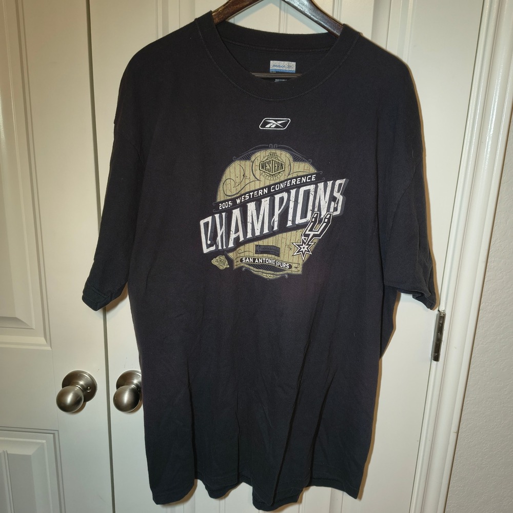 Vintage Reebok San Antonio Spurs 2005 Western Conference Champions Shirt Mens XL